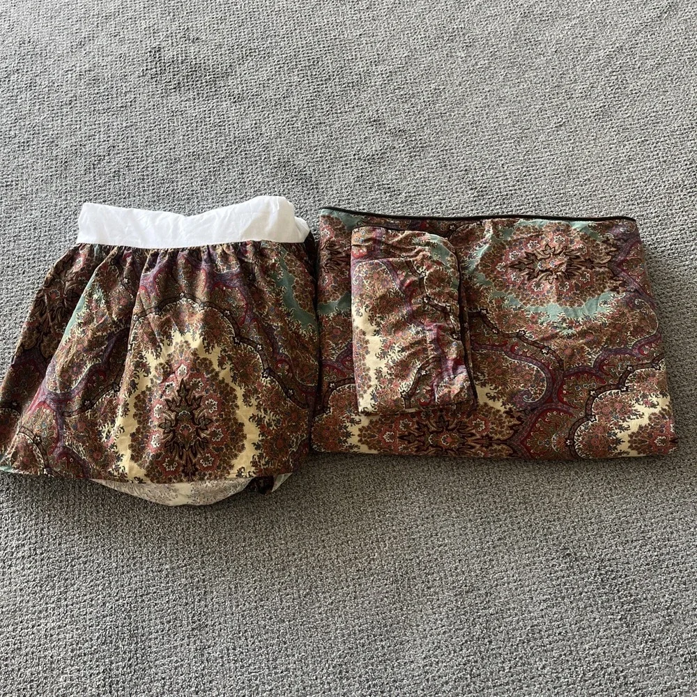 Vintage Ralph Lauren Emerson Paisley Twin Duvet, Bed Skirt, Pillow Case. Cotton